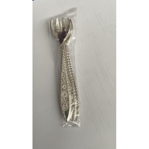 26 - Set of 6 Silver 800 Filigree Cake Forks (61gr)