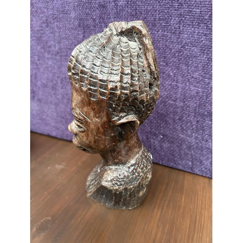 75 - African Hand Carved Hard Wood Tribal Bust