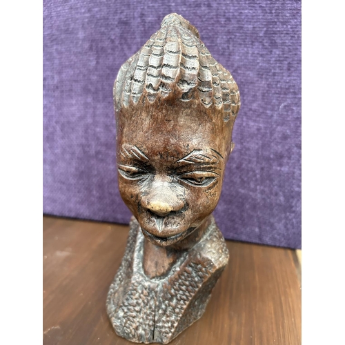 75 - African Hand Carved Hard Wood Tribal Bust