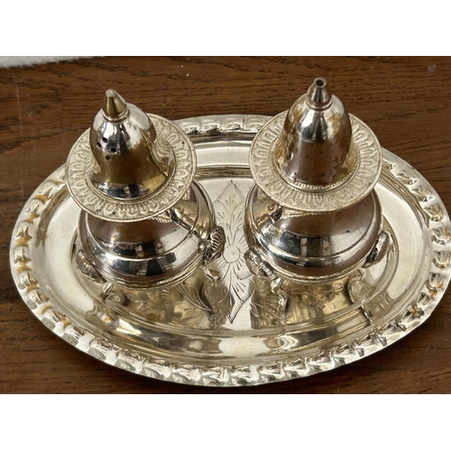 78 - EPNS Tray with Salt and Pepper Containers