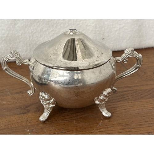 79 - Silver Plated Tray with Milk and Sugar Pots