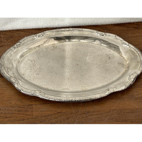 79 - Silver Plated Tray with Milk and Sugar Pots