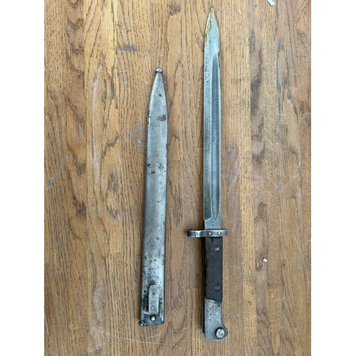 83 - Vintage 1937 French WWII Bayonet with Metal Scabbard