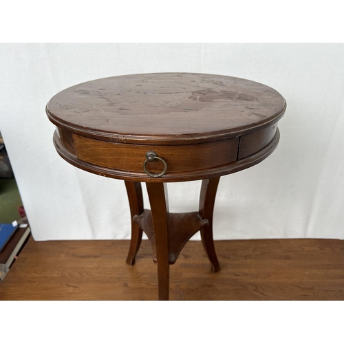 86 - Vintage 1950's Round Side Table with Drawer (Top Needs Attention)