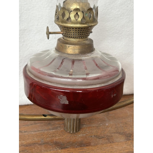 91 - Antique Victorian Hanging Oil Lamp