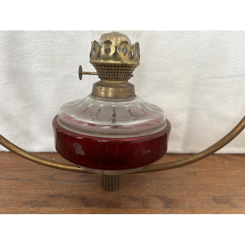 91 - Antique Victorian Hanging Oil Lamp