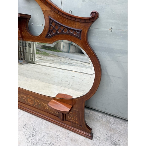 110 - Large Victorian Mahogany Over Marble Beveled Mirror (135 W. x 120cm H.)