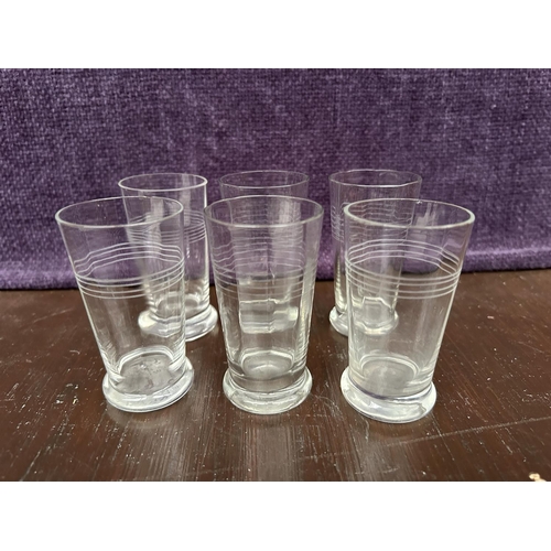 157 - Set of 6 Vintage Thin Glass Shot 'Zivania' Glasses