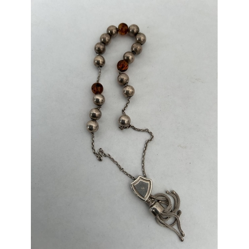 119 - Silver 925 and Amber Worry Beads - Kompoloi (16.4gr)