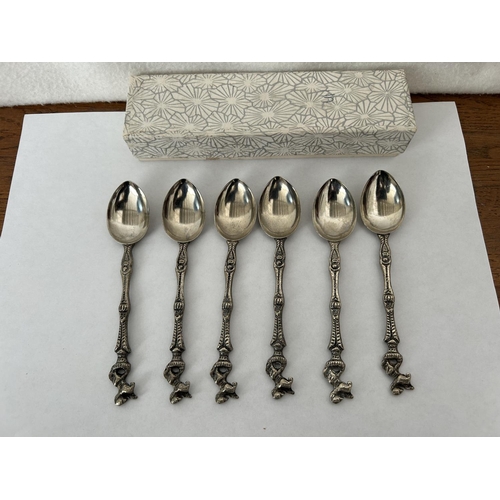 182 - Set of 6 Vintage Demitasse Spoons Made in Italy with Unique Lion Design