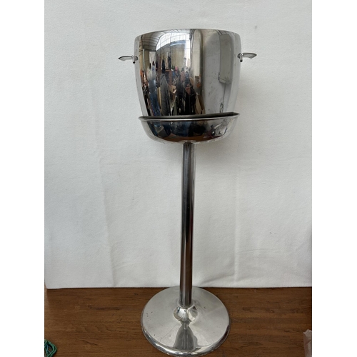 195 - Stainless Steel Inox 18/10 Wine/Champagne Cooler on Stand (73cm H.)