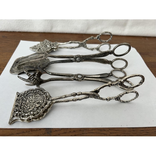 262 - x4 Vintage Silver Plated Serving Tongues