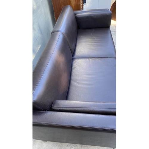 117 - Large Dark Brown Leather 3-Seat Sofa