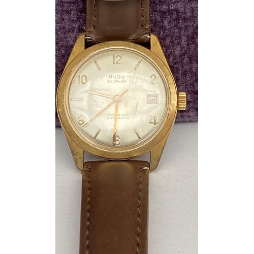 208 - Vintage 1950's/1960's Mudu Swiss Made Gold Plated Watch