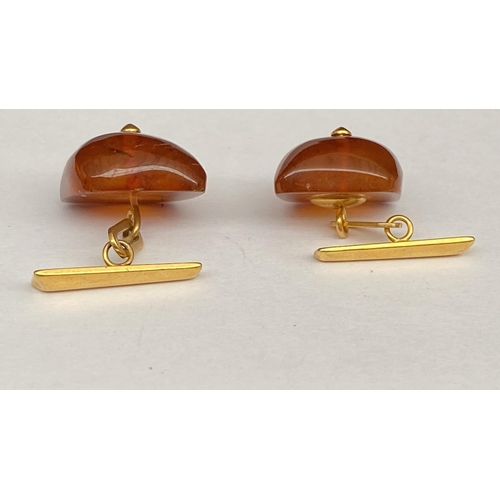 210 - Retro 1960's USSR Gilted Natural Amber Baltic Cufflinks