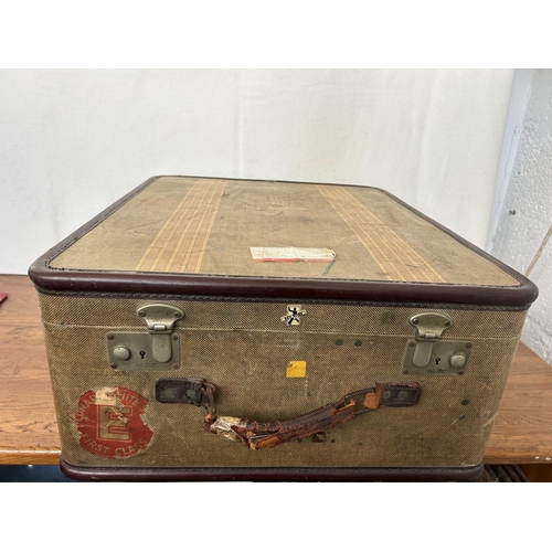 197 - Antique Victorian Hard Shell Travel Suitcase