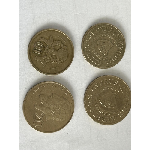 498 - x17 Cyprus 2,5,10,20 Cents of Pound Era Coins