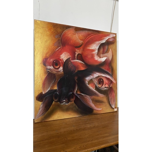 546 - 'The Goldfish' Large Oil on Canvas Painting by The Bulgarian 'Angel Mihailov'