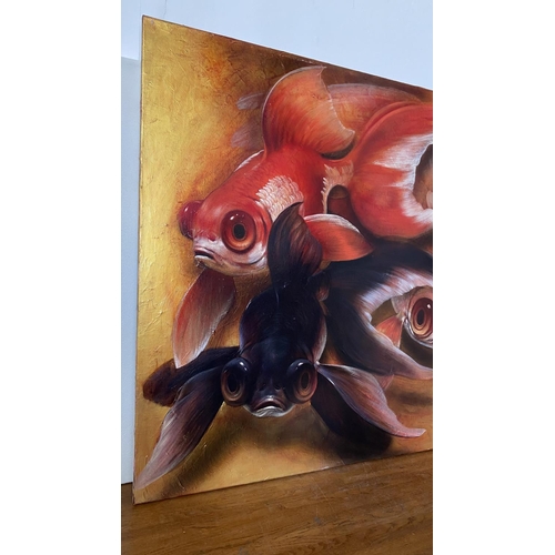 546 - 'The Goldfish' Large Oil on Canvas Painting by The Bulgarian 'Angel Mihailov'