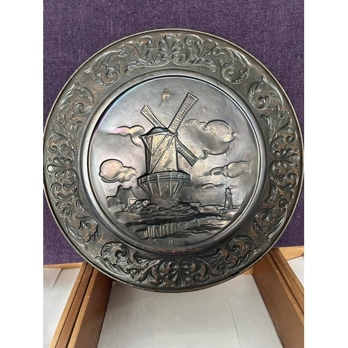 548 - Large Dutch Decorative Carved Copper Wall Plate (60cm Diameter)