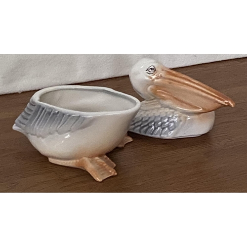 549 - Beautiful Old 'Pelican' Romanian Porcelain Butter Dish