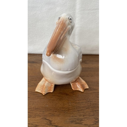 549 - Beautiful Old 'Pelican' Romanian Porcelain Butter Dish