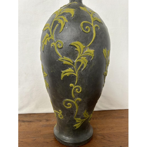 557 - Hand Painted Ceramic Floral Vase (50cm H.)