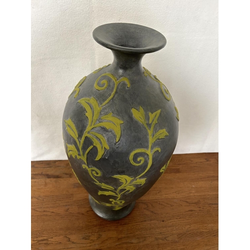 557 - Hand Painted Ceramic Floral Vase (50cm H.)