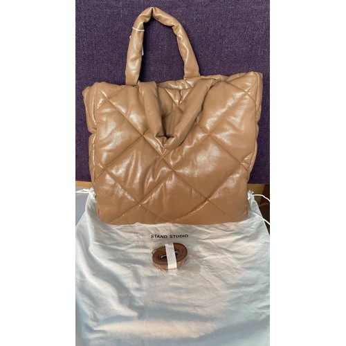 564 - Diamond Guilted Tote Bag From Stand Studio with Open Top, Padded Handles and Detachable Strap