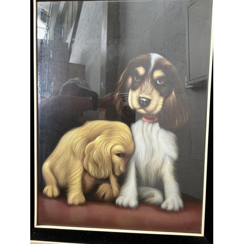 567 - Large Framed Print Depicting Dogs (56 x 72cm)