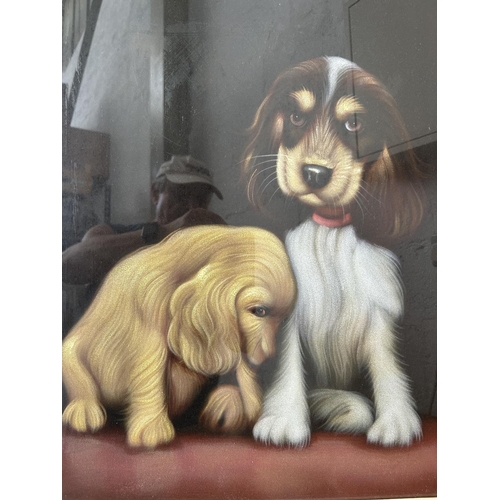 567 - Large Framed Print Depicting Dogs (56 x 72cm)