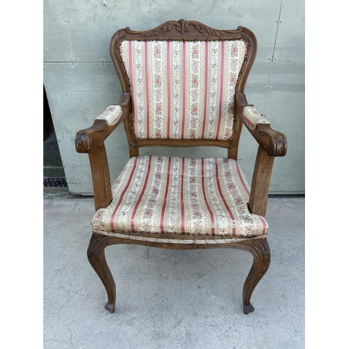 601 - Antique Upholstered Throne Armchair (Needs Upholstery)