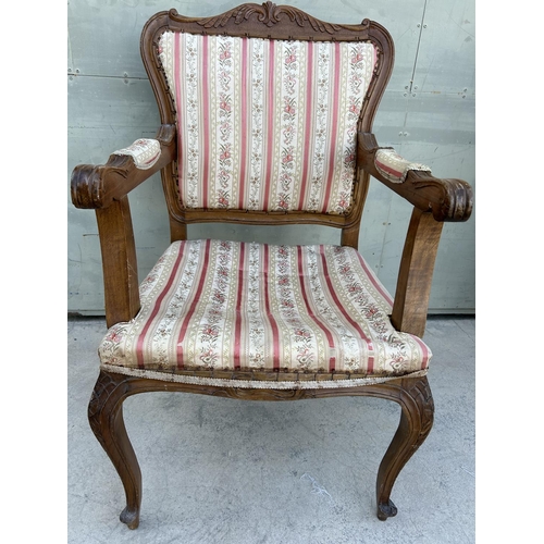 601 - Antique Upholstered Throne Armchair (Needs Upholstery)