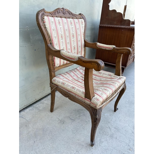 601 - Antique Upholstered Throne Armchair (Needs Upholstery)