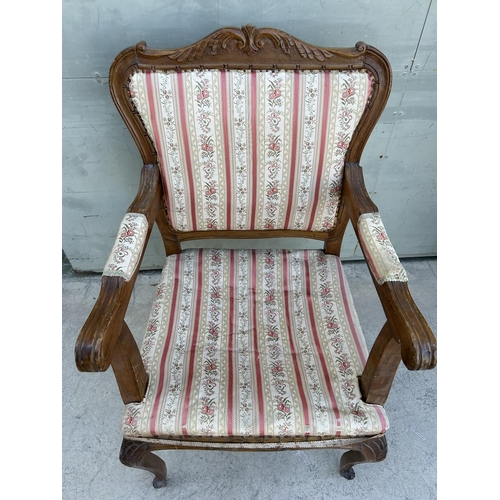 601 - Antique Upholstered Throne Armchair (Needs Upholstery)