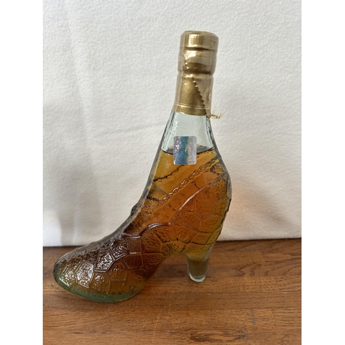 603 - x2 Shoe Shaped Glass Bottles of Armenian Brandy and Vodka Liqueur