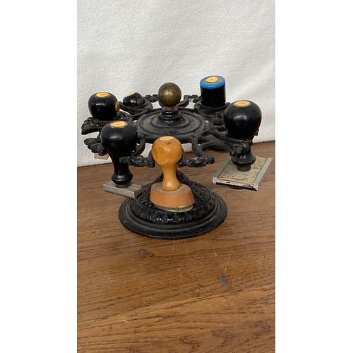 50A - Vintage Cast Iron Ink Stamp Holder