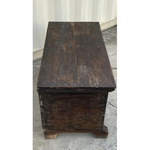 15 - Very Old From 18th Century Carved Wood Trunk Made in Lapithos (83 W. x 43 D. x 51cm H.)