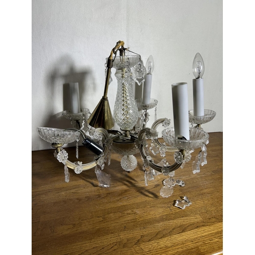 52 - Vintage 5-Arm Crystal Chandelier (A/F)