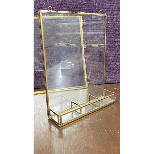 340 - Vintage Pure Brass Bi-Fold Double Folding Picture Frames (28 x 36m Largest)