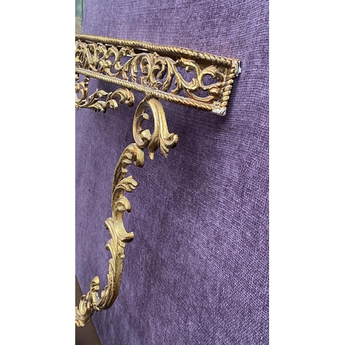 70 - Italian Rococo Style Demilune Wall Metal Console Frame Painted Gold (Missing Top - 70cm W x 67cm H.)