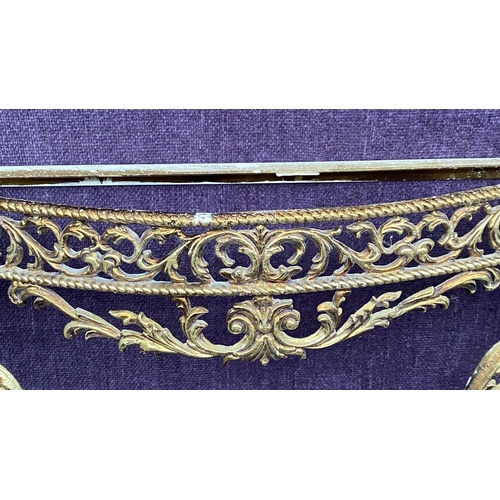 70 - Italian Rococo Style Demilune Wall Metal Console Frame Painted Gold (Missing Top - 70cm W x 67cm H.)