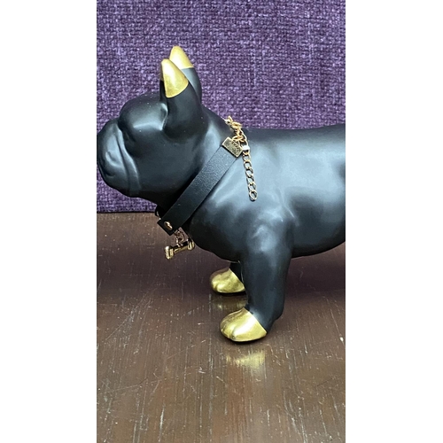 72 - J-Line Bulldog Necklace Ceramic Black and Gold Small Assortment of 2 Statue Ornaments Reference No 1... 