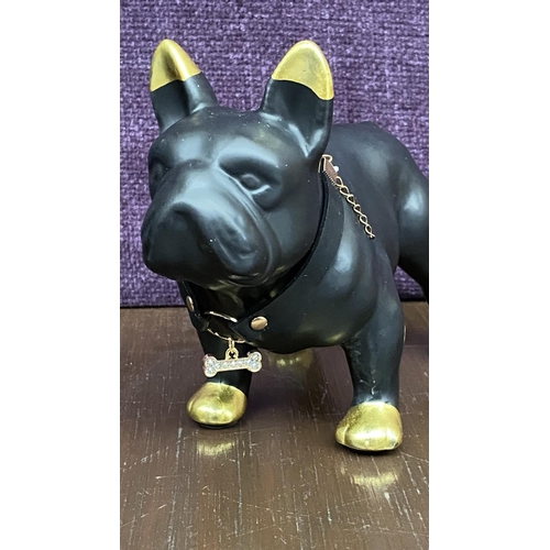 72 - J-Line Bulldog Necklace Ceramic Black and Gold Small Assortment of 2 Statue Ornaments Reference No 1... 