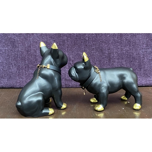 72 - J-Line Bulldog Necklace Ceramic Black and Gold Small Assortment of 2 Statue Ornaments Reference No 1... 