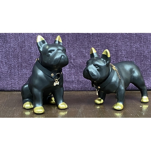 72 - J-Line Bulldog Necklace Ceramic Black and Gold Small Assortment of 2 Statue Ornaments Reference No 1... 