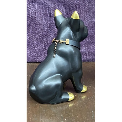 72 - J-Line Bulldog Necklace Ceramic Black and Gold Small Assortment of 2 Statue Ornaments Reference No 1... 