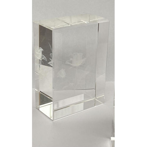 119 - x3 Crystal Glass 3D Laser Engraved Paperweights