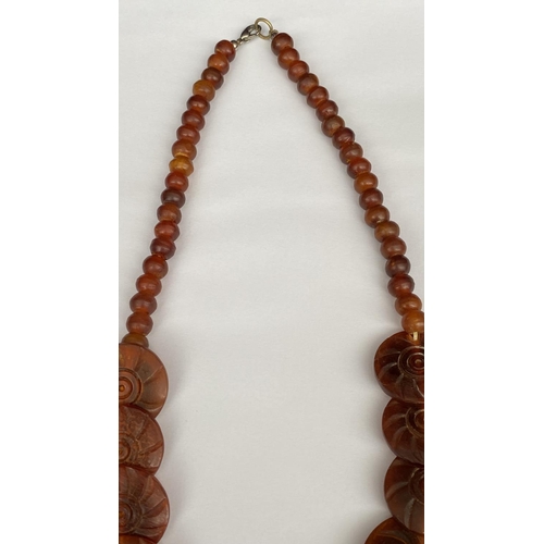 128 - Vintage 1970's Amber Color Resin Statement Necklace