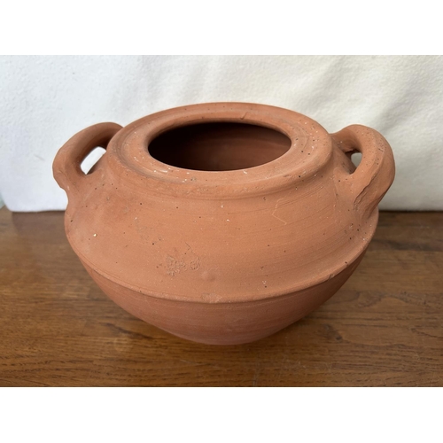 185 - Clay Pot with Handles and Copper Planter